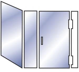 Simplified right-angle swing door with two panels configuration diagram
