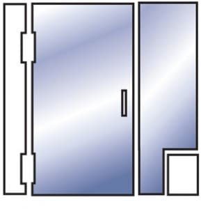 Simplified inline swing door with notched panel configuration diagram