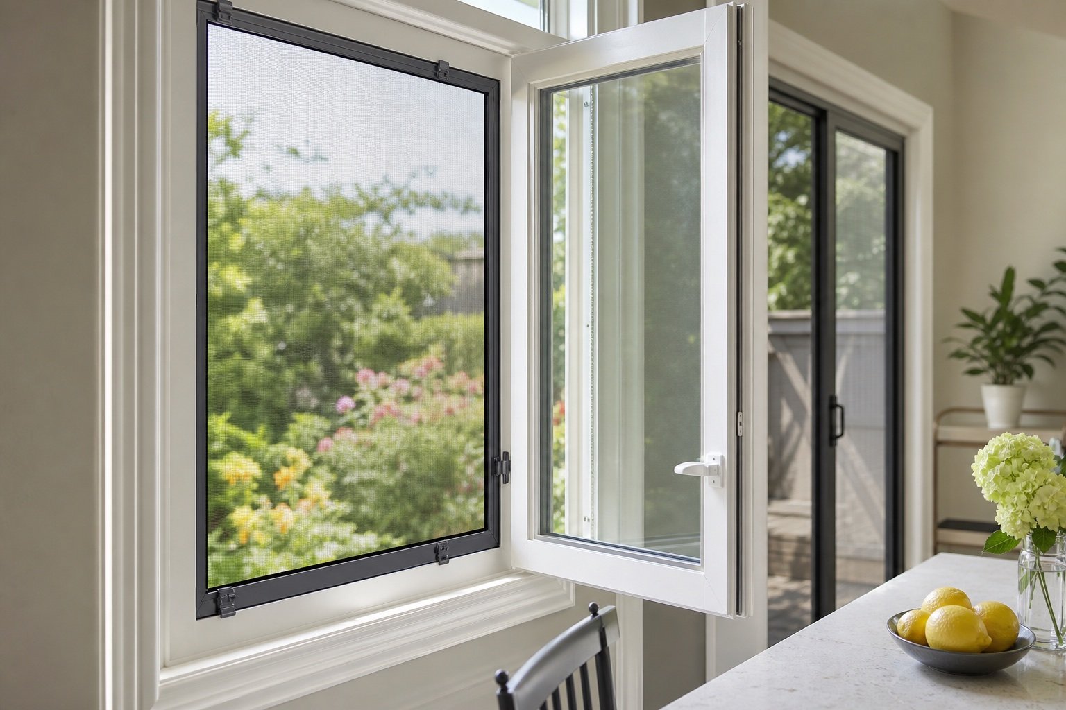 Window screen opening measured for repair
