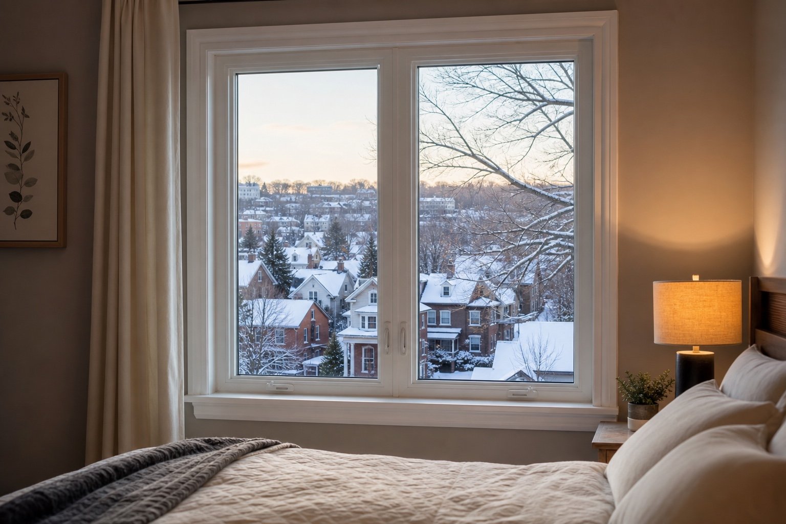 Residential windows of different styles and materials